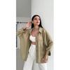 Women's Oversize Pocket Button Down Shoulder Detailed Shirt