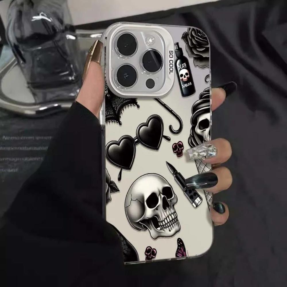 Husă Telefon Artă Neagră Craniu Pentru Samsung S25 S24 Ultra S23 S22 S21 S20 S24FE S23FE S21FE Note 20 Husă Spate Mată Rezistentă la Șocuri