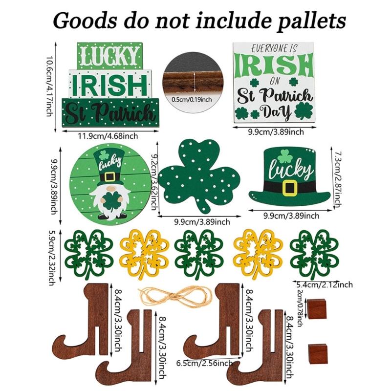 Patrick's Day Tiered Tray Decorations Gnome Leprechaun's Hat Shamrock Wooden Signs Decorations for Patrick's Day Decor