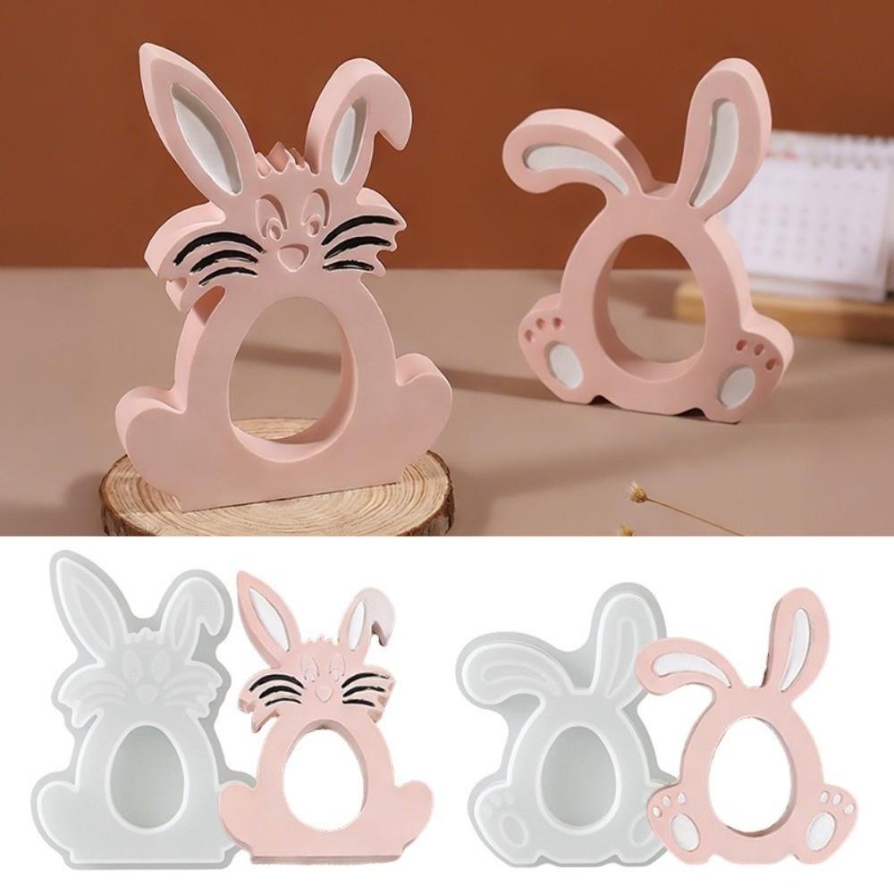 Non-stick Easter Rabbit Molds Heat Resistant DIY Crafts Silicone Bunny Mold Flexible Hollow Bunny Candle Making Mold