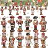 12/24/36Pcs Christmas Nutcracker Ornaments Flat Wooden Puppet Hanging Decor For Christmas Tree Window Stair Home Party Decor