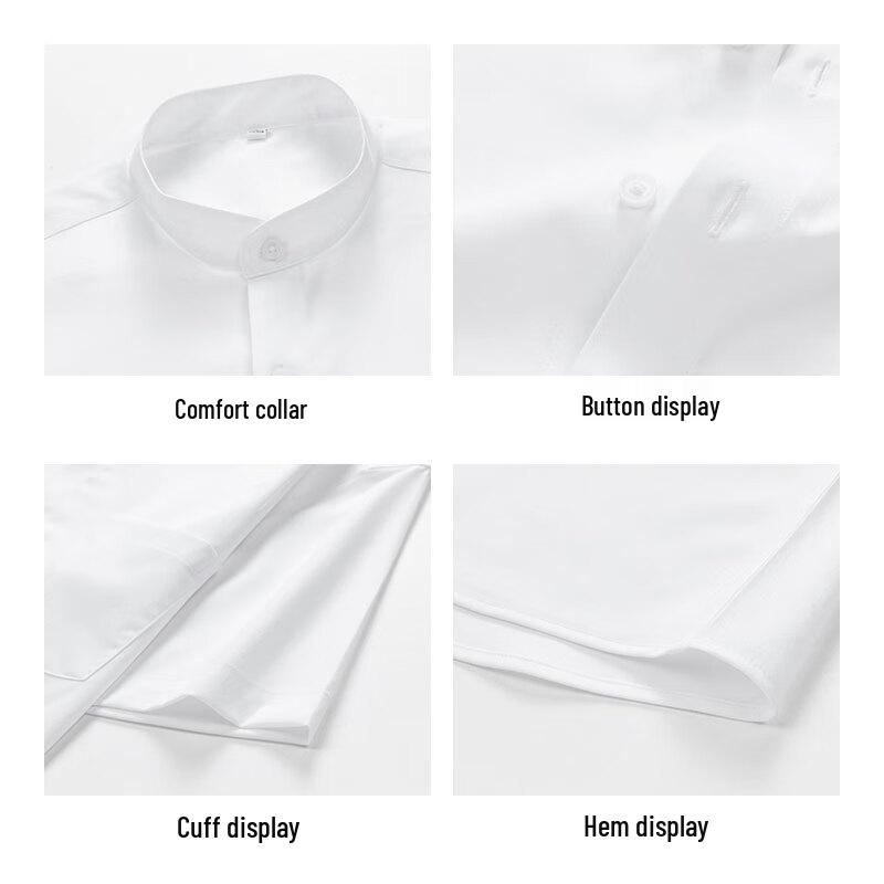 ROMON Men's Short Sleeve Stand Collar Slim Fit Shirt