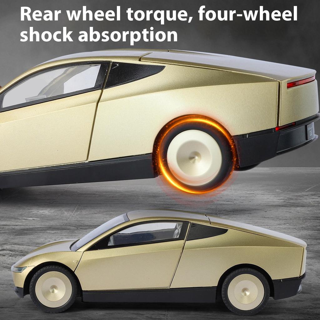 1/24 Legierung Die Cast Tesla ROBOTAXI Automodell Simulation Ton und Licht Ornament für Jungen Spielzeug Halloween Geschenk