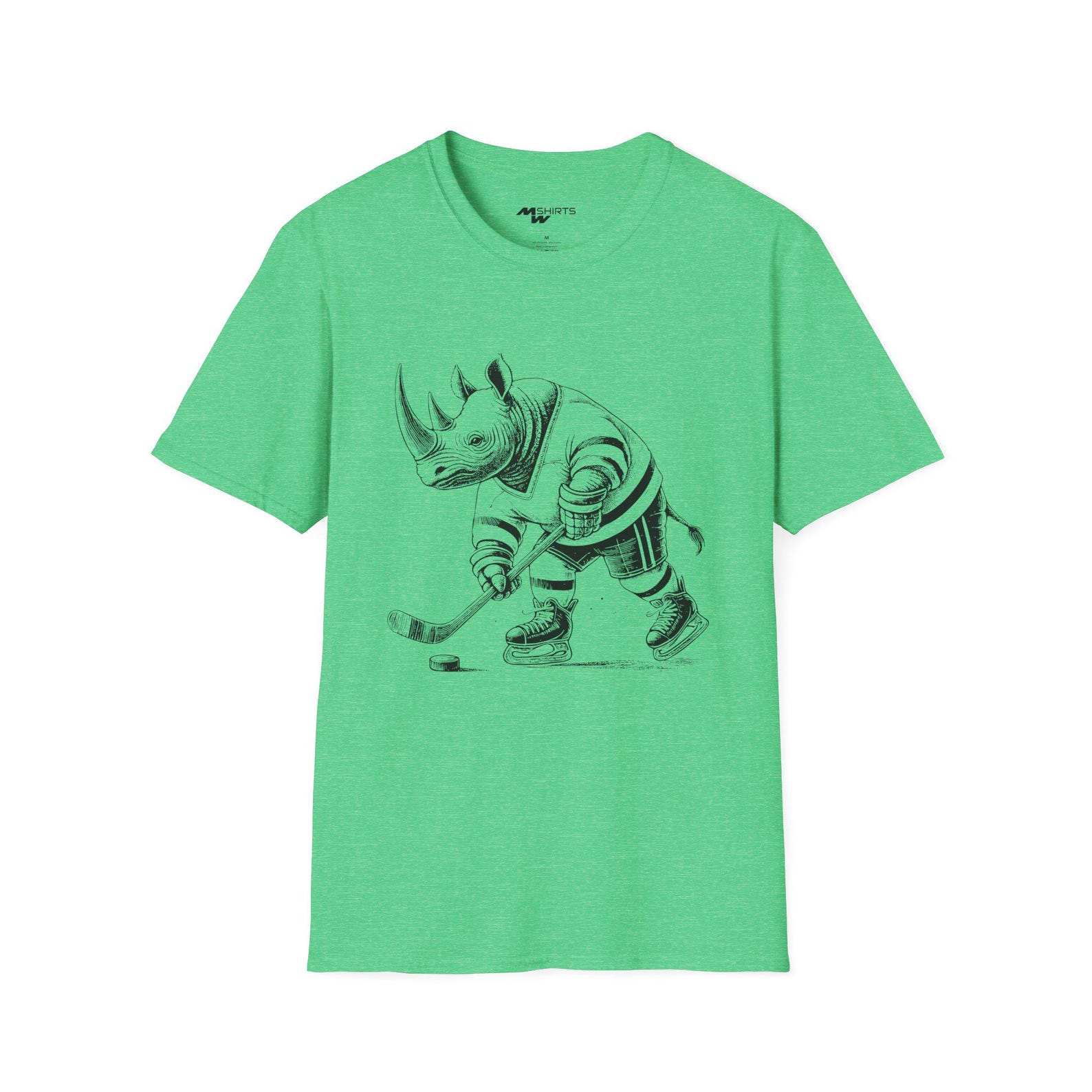 Engraved Ice Hockey Rhino T-Shirt/ Unisex Softstyle T-Shirt S