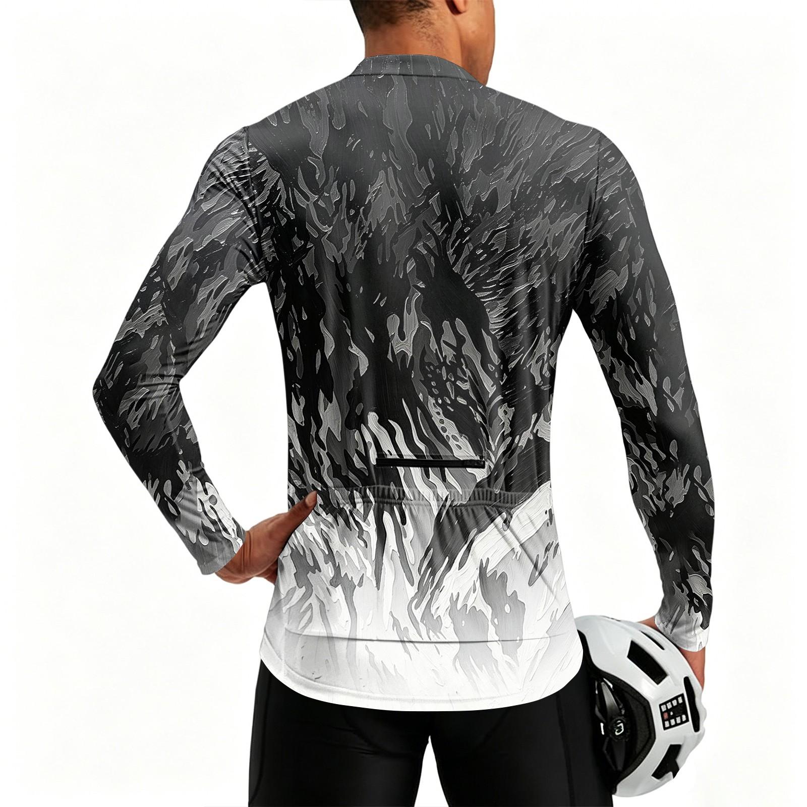 Men s Cycling Long Sleeve with Print Zip Breathable Quick-Dry L