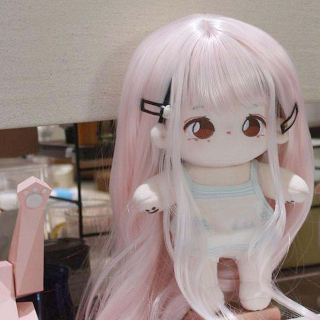 Stylish and Smooth Cotton Doll Wig for Dolls, Fits Heads 35-39cm (light Pink), Perfect for DIY Doll Making and Hair Accessories.