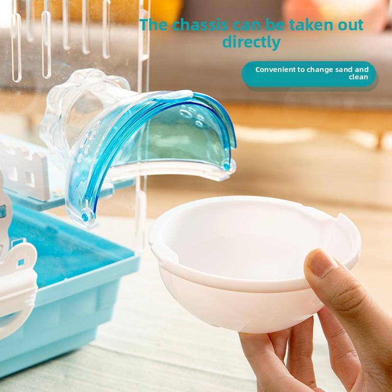Hamster Sand Bath House Small Animal Toilet Box Portable Cage Enclosure Pet Grooming Supplies with Removable Lid