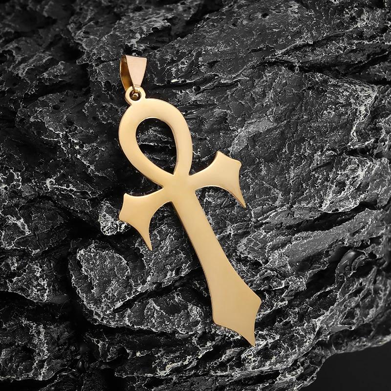 Retro Vintage Necklace Pendant Amulet Talisman Ankh Cross Men Women Stainless Steel Egypt Egyptian Key Life Religious Jewelry Gift