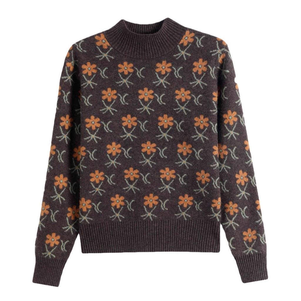 Jacquard Sweater Loose Half Turtleneck Knitted Sweater for Women In Autumn and Winter Fashionable and Casual Pullover