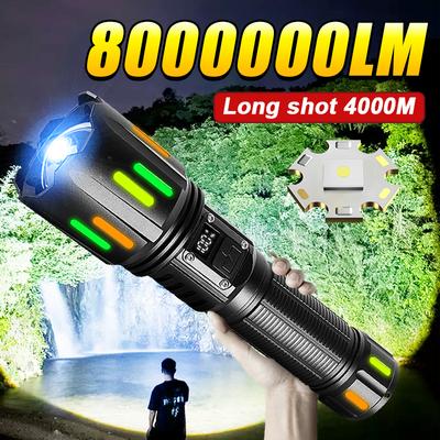8000000LM Lanterna cu Lumină Puternică Cea Mai Puternică Torță LED 800W Lanterne Super Luminoase Lampă Reîncărcabilă Tip C Torță cu Bază Lungă
