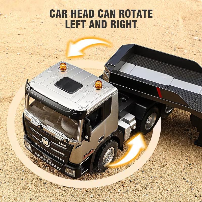 New 1:24 RC Flatbed Truck Model 9 Channel Alloy Engineering Vehicle 2.4G Remote Control Car Radio Control Trailer Christmas Gift Boy Toy