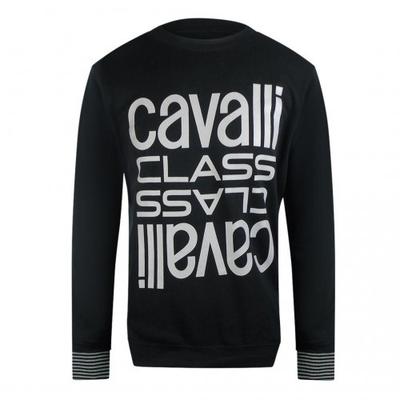 Cavalli Class Unisexowy Sweter z Okrągłym Dekoltem z Logo dla Dorosłych