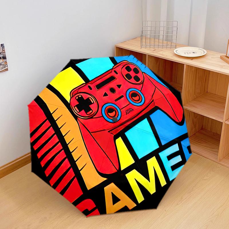 1PC Game theme Umbrella Portable Folding Umbrella Iron Frame Hole Bone Structure Outdoor Home Umbrella A9