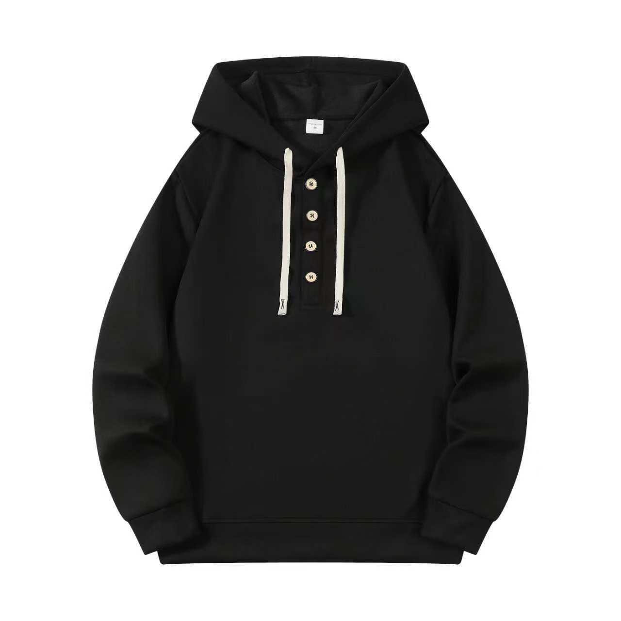 

2025 Men s Autumn Cotton Hoodie - European & American Fashion Trend, Casual Pullover Small чорний