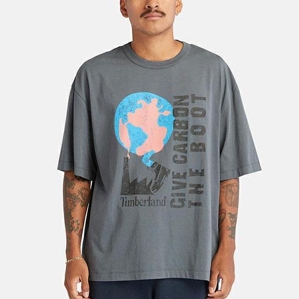 Timberland Letter Pattern Printed Casual Loose Comfortable Breathable Round Neck Short Sleeve Drop Shoulder T-Shirt Unisex T-Shirt Rock-Blue A6QAH-DH3