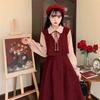 Hepburn Style Women's Corduroy Patchwork Dress - Autumn 2026 Collection, Elegant French Two-Piece Long Dress