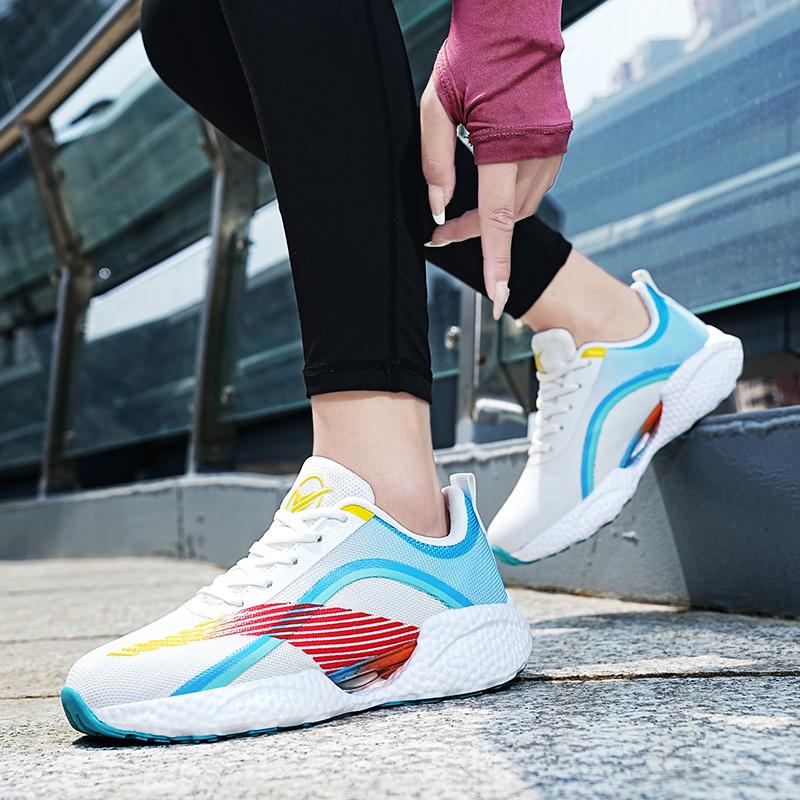 Popcorn mesh breathable casual shoes springback soft sole running shoes new shock-absorbing sports student test new