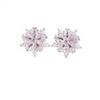 Luxury Trendy Pink Flower Stud Earrings Sparkling Zircon Sakura Cherry Blossom Rhodium Plated Jewelry Women Party Gifts Simple