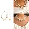 Sea Starfish Coral Shell Beaded Necklace Lightweight Stainless Steel Acrylic Stackable Jewelry For Daily Wear