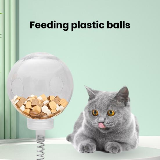 

Весенний шарик для корма для кошек, интерактивное развлечение, медленная кормушка с присоской, предотвращает расстройство желудка, вращающийся на 360°, протекающий раздаточный шарик