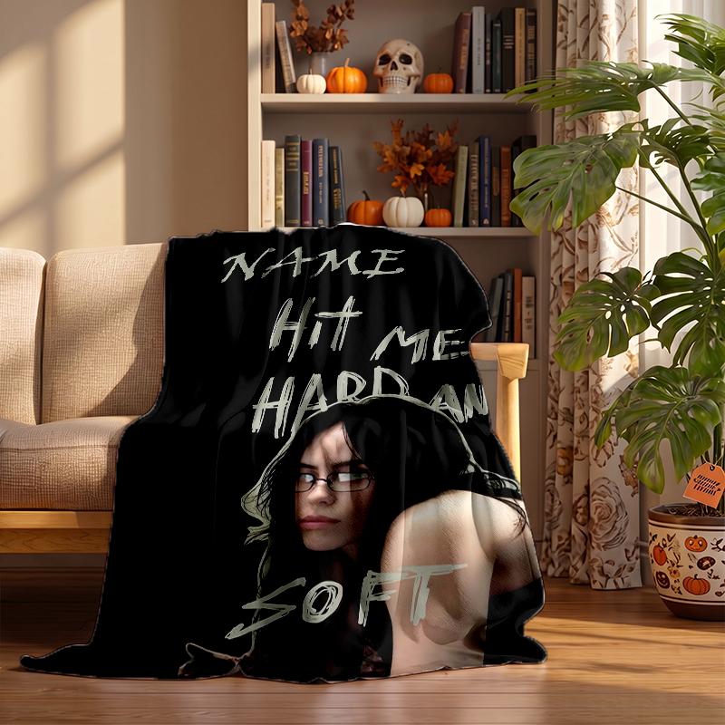Billie eilish Custom Flannel Blankets Soft Warm Cozy Throws for Home Decor Holiday Gifts