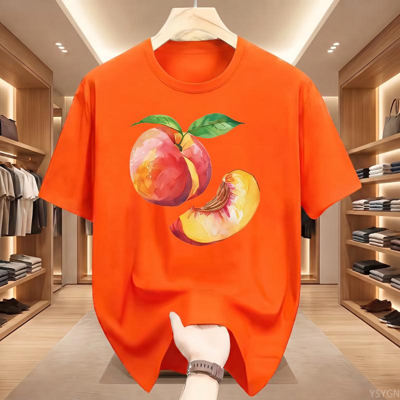 Whole Peach and Slice Unisex Sports Short Sleeve TShirt Summer Short Sleeved Harajuku Streetwear Tops Tees Aesthetic Clothes