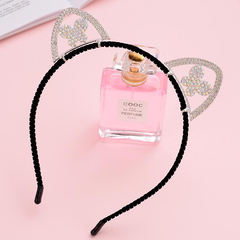 Cute Kawaii Rhinestone Little Devil Cat Ear Headband Hair Clip