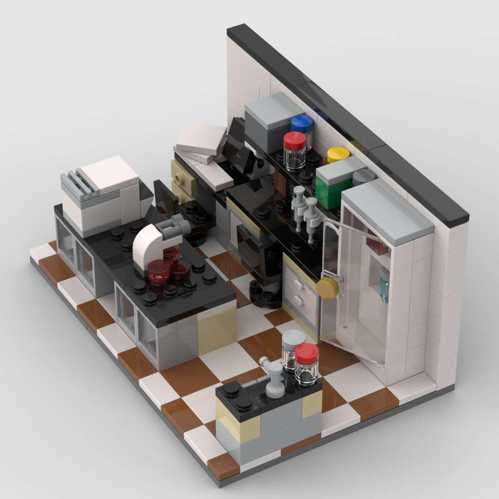 MOC Mini Building Blocks Toy Figure for Home Decor - DIY Laboratory City Scene Model Gift