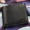 Schoolbag New Men's Wallet, Short Fashion Casual Lychee Pattern Solid Color PU Wallet, Change Bag Flannel Single Bag