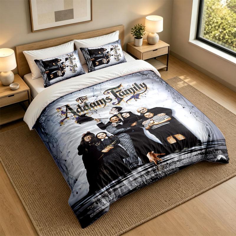 3Pcs Bedding SetThe Addams Family Soft Bed Sheet and Two Pillowcases Home Bedroom Decor