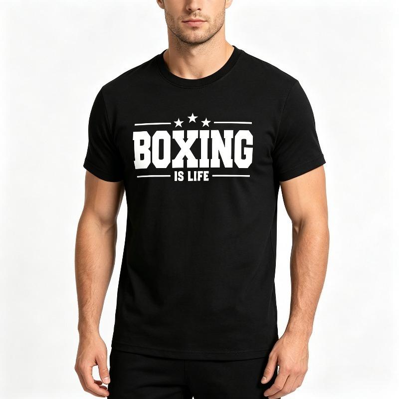 Boxing Letter Print Streetwear Tshirt Unisex Casual Harajuku Oneck Short Sleeve Classic Camiseta Tops