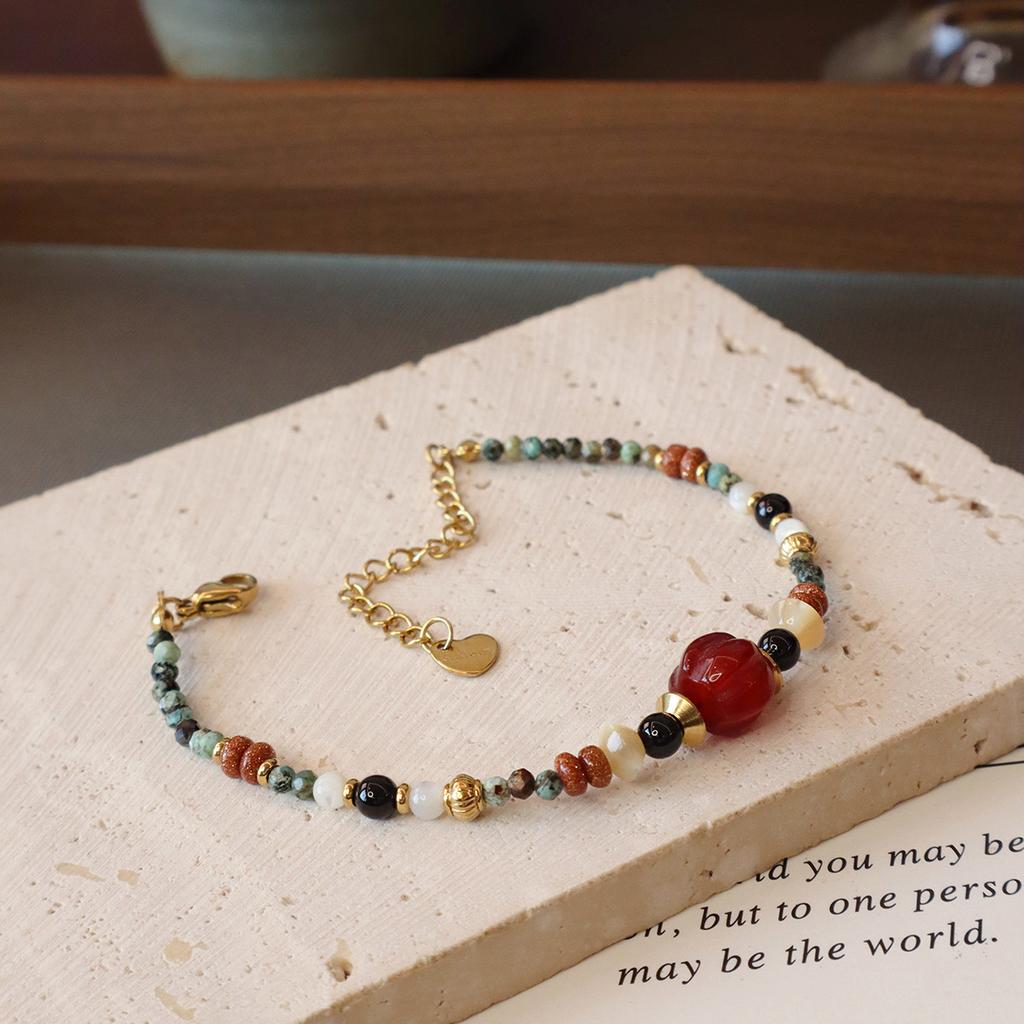 Natural Stone Bracelet Titanium Steel Does Not Fade Hand Jewelry Agate Fashion Women Daily Jewelry Lucky Gift