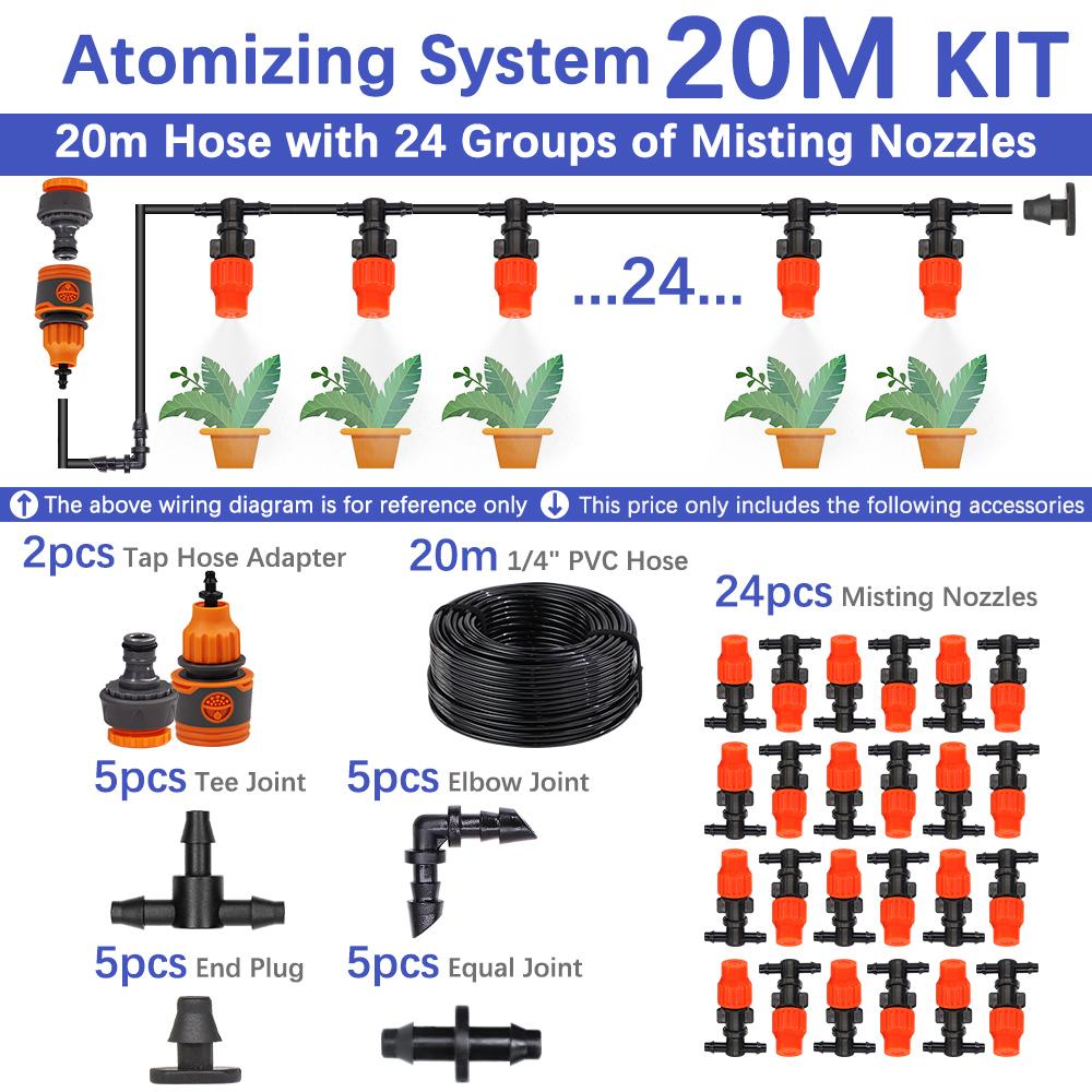 30-5M 60W Self-priming Pump with Timer Misting Cooling System Adjustable 0-25L/H Atomization Sprayer Garden Irrigation Watering