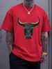 Fierce Bull Head Graphic Symbolizing Strength Resilience And Determination Stylish Unisex's Casual T-shirt For Streetwear Fashion