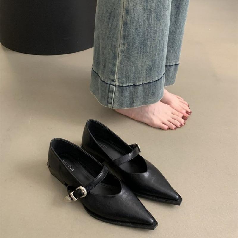 

Новые стильные женские модные туфли с острым носком и неглубоким вырезом на высоком каблуке, летние сексуальные элегантные повседневные женские туфли с пряжкой на низком каблуке 39 чёрный