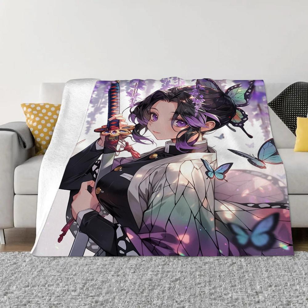 Kochou Shinobu Fluffy Soft Blankets for Decorative Sofa Blanket Knitted Plaid Home and Decoration Microfiber Bedding Beach Towel