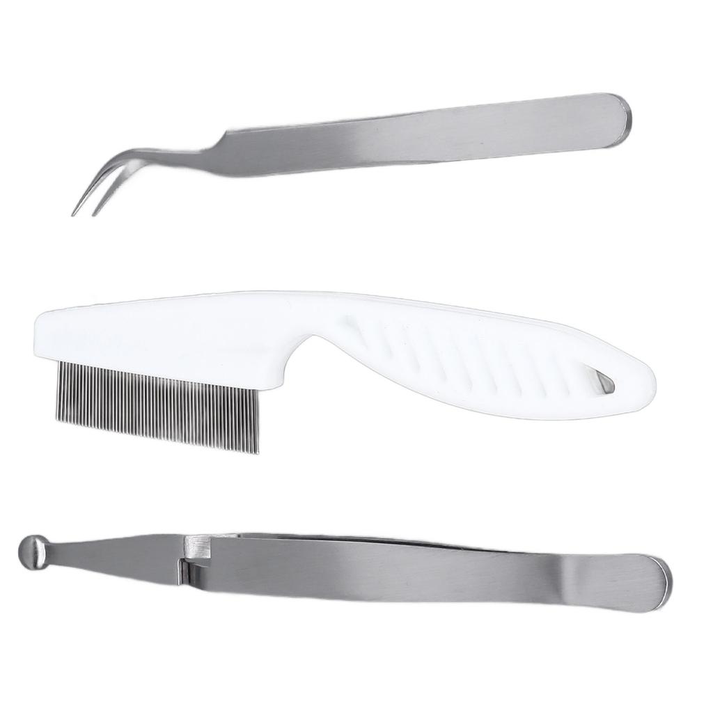 Pet Flea Remover Kit Durable Stainless Steel Flea Tweezers Comb Clips Set Easy Operation Removal