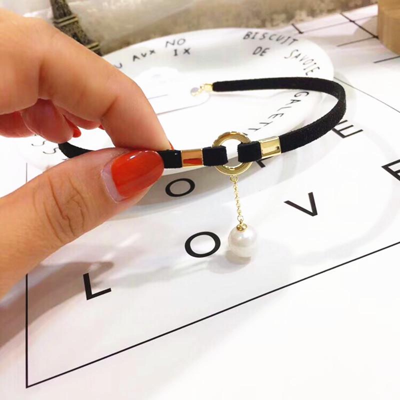 Korean Trendy Campus Goddess Collarbone Chain - Aesthetic Fabric Necklace Electroplated