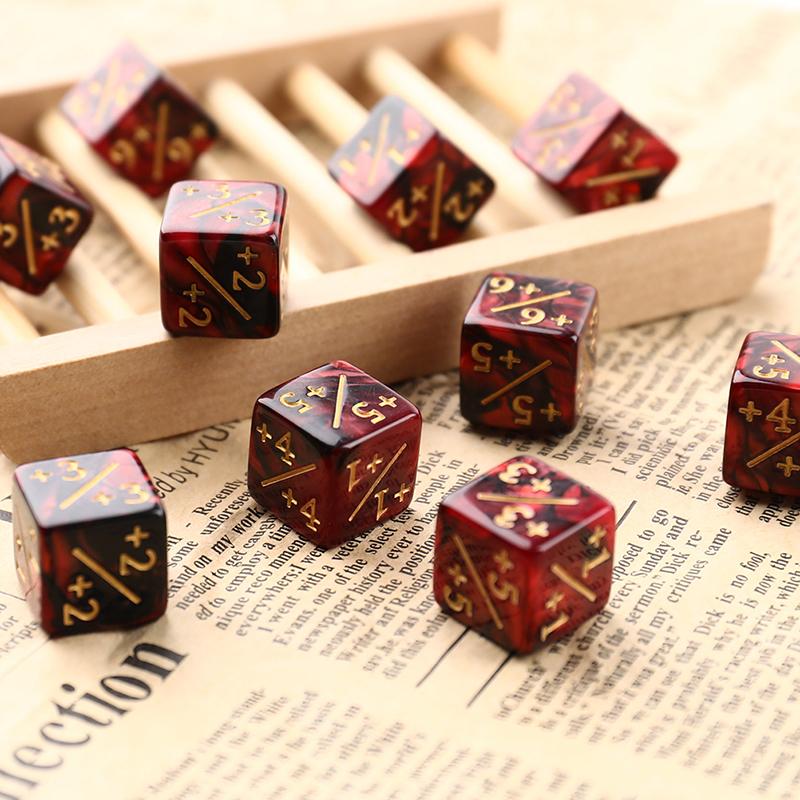 10Pcs 16mm 6 Side Dice Counters 1/-1 Dice Kids Toy Counting Dice For MTGCard GamingToken Loyalty Dice