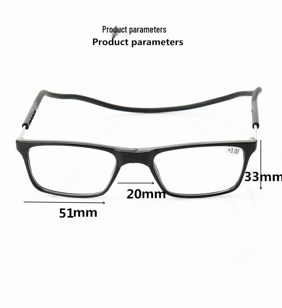 Unisex Magnetische Nacken-Hänge-Lesebrille mit HD Quadratischem Rahmen & Teleskopbügeln