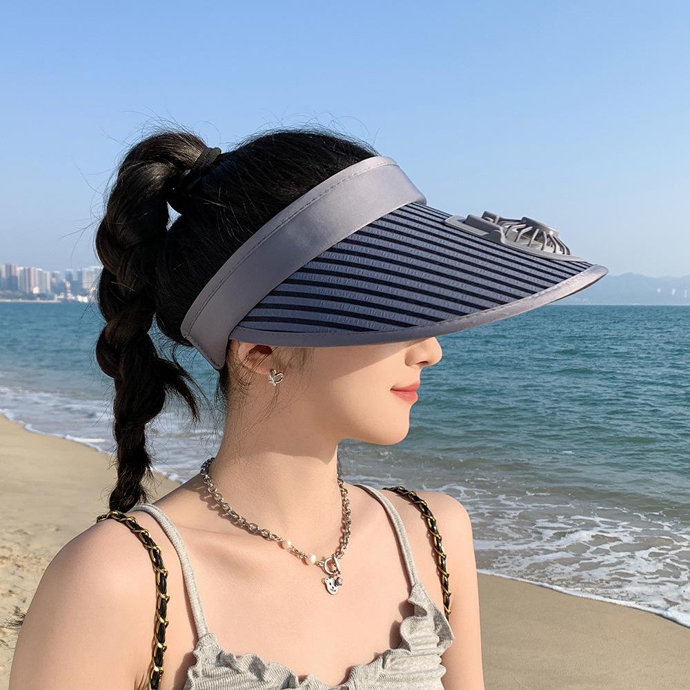 New Summer Sun Protection Hat for Women Sun Hat for Women Summer Sun Protection Rechargeable Fan Empty Top Hat Big Brim Outdoor