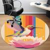 1PC Hummingbird Lotus Office Round Area Rug,  Mat Suitable ForOffice, Under Office Chairs Bedroom Living Room Home Decor, Room Deco
