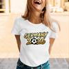 Women’s Casual Crew Neck Short Sleeve Pullover T-Shirt with Germany 2026 Letter Print Soccer Graphic Top for Supporters