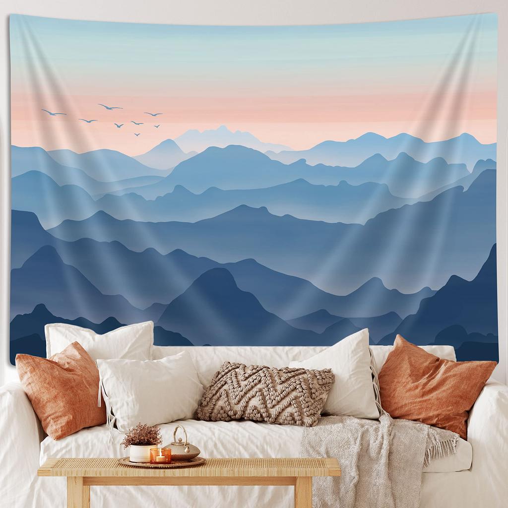 Mountain Tapestry Wall Hanging Forest Tree Art Tapestry Sunset Tapestry Nature Landscape Home Decor for Bedroom Living Room Dorm
