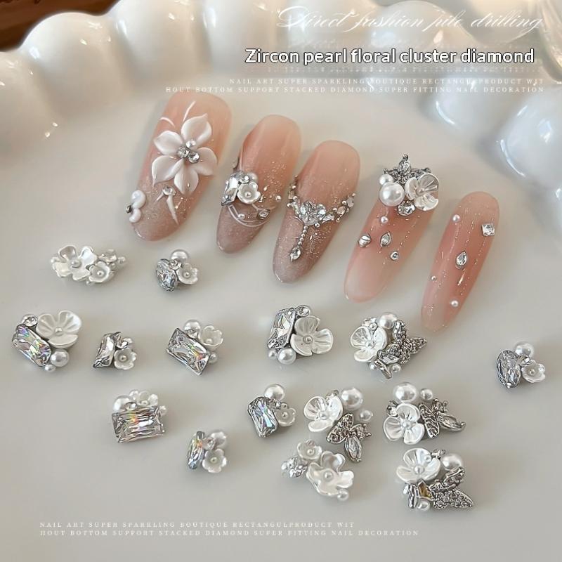 1Pcs Zircon Pearl Nail Diamond Nails Decoration Nail Shiny Nail Gems Jewelry Nail Charm Diy Accessories