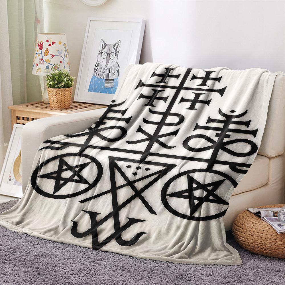 1 ks Flanelová deka s potiskem symbolu Satana, Vysoká kvalita, Pro všechna roční období, Domácí dekorace, Teplo a pohodlí, Perfektní pro vánoční dárky