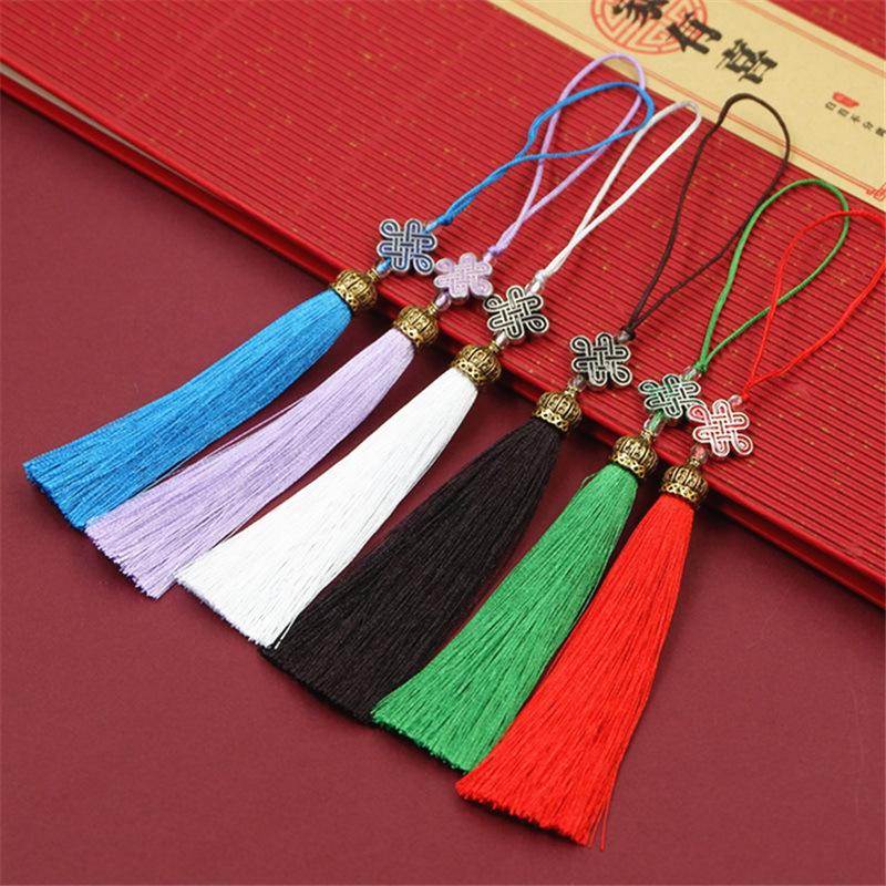 Chinese Style Tassel Ear Metal Hat Plus Beads Hanging Ear Ancient Style Bookmark Cheongsam Hanfu Pressure Placket Tassel Accessories Pendant
