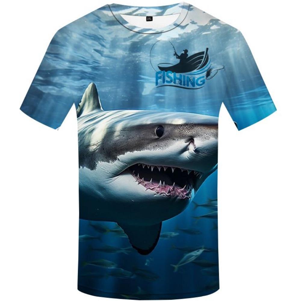 Tuna Ocean Digital Printed Short Sleeve Men's Fishing Enthusiast T-shirt Hot Selling Fashionable Men's Clothing