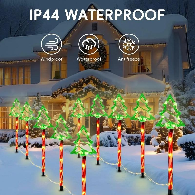 5PC/set Solar Candy Christmas Tree Ground Plug Lights Outdoor Waterproof Lawn Lamp LED Decoration Garden Lights For Christmas