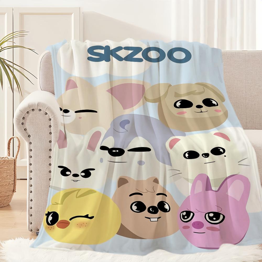 

K-pop Мультяшная группа мальчиков S-Skzoo-S Милое одеяло Плюшевый плед для сна Диванный коврик для гостиной Офиса Спальни День рождения Дом Путешествия Детские подарки 30x40in